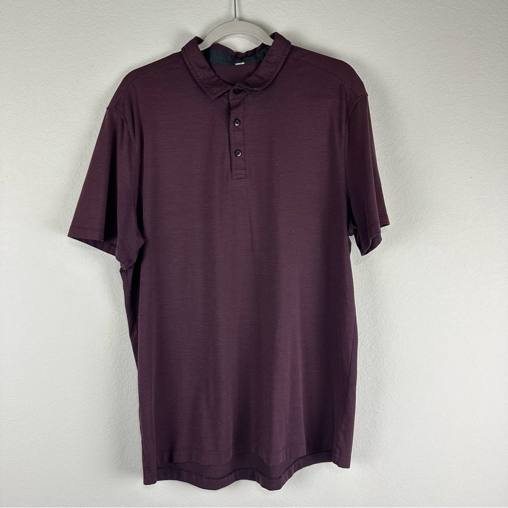 Lululemon Men’s Purple Short Sleeve 3 Button Collar Polo Shirt Size XXL - Picture 1 of 4